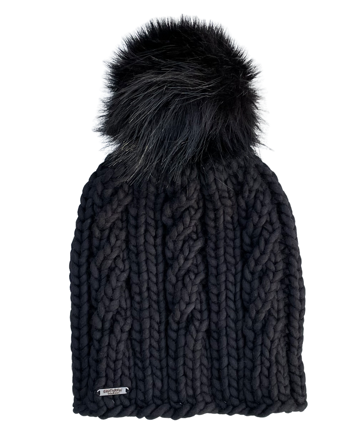 Adult Luxury Hand Knit Hat | Merino Wool Hat | Black