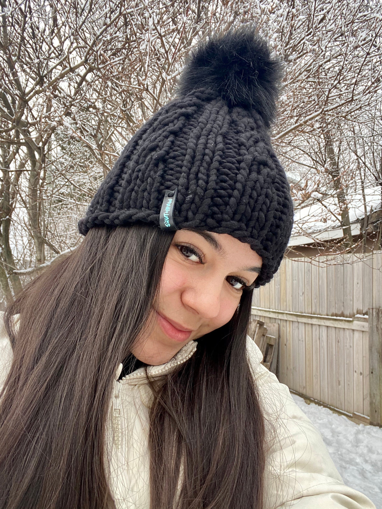 Adult Luxury Hand Knit Hat | Merino Wool Hat | Black