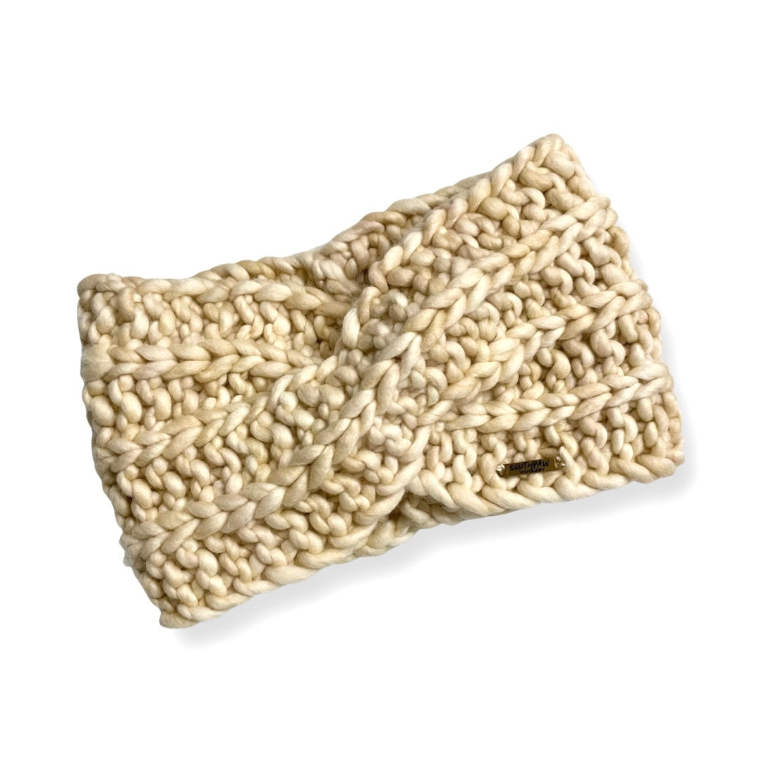 Adult Luxury Hand Knit Headband | Merino Wool Headband | Ivory