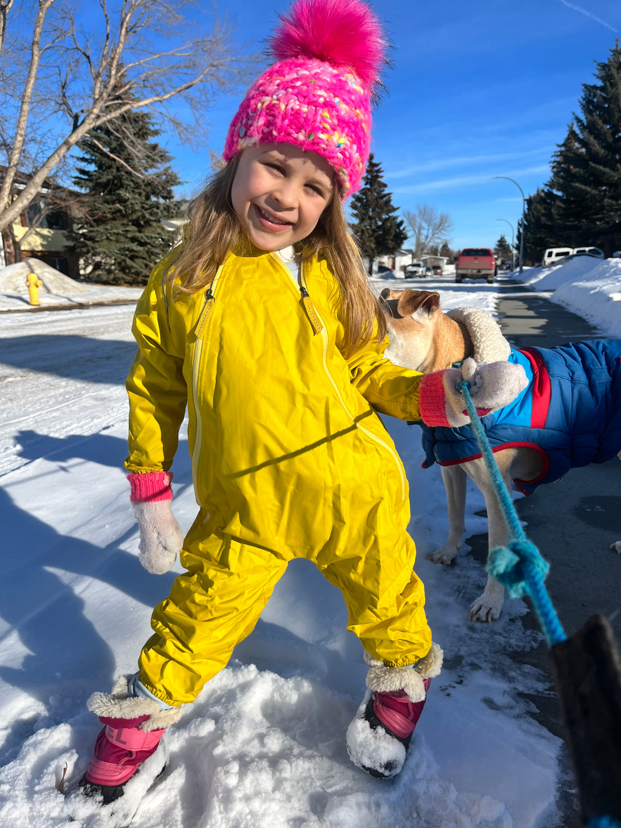 Child's Hand Knit Hat | Merino Wool Hat | Neon Pink | Multi Color