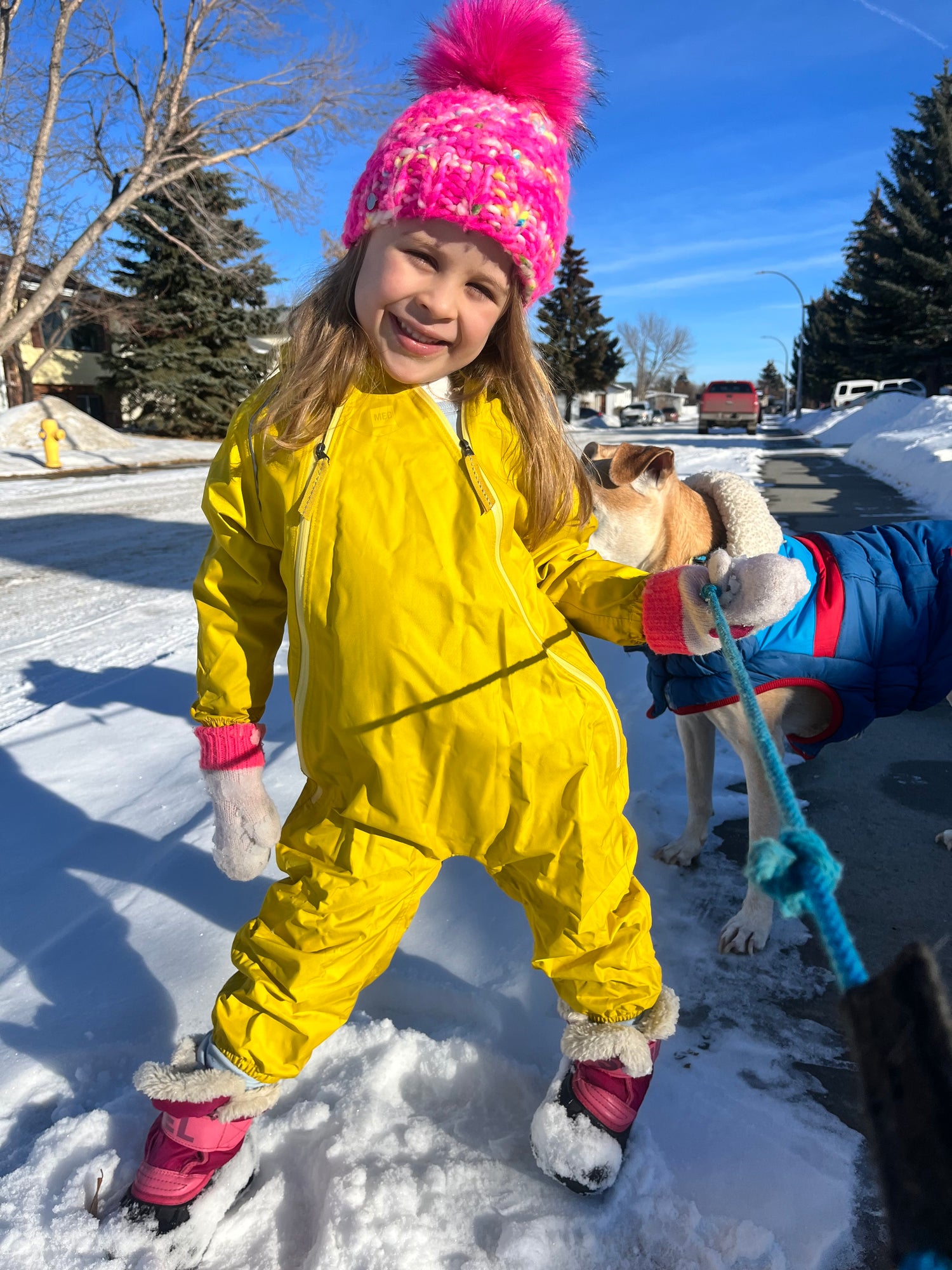 Child's Hand Knit Hat | Merino Wool Hat | Neon Pink | Multi Color