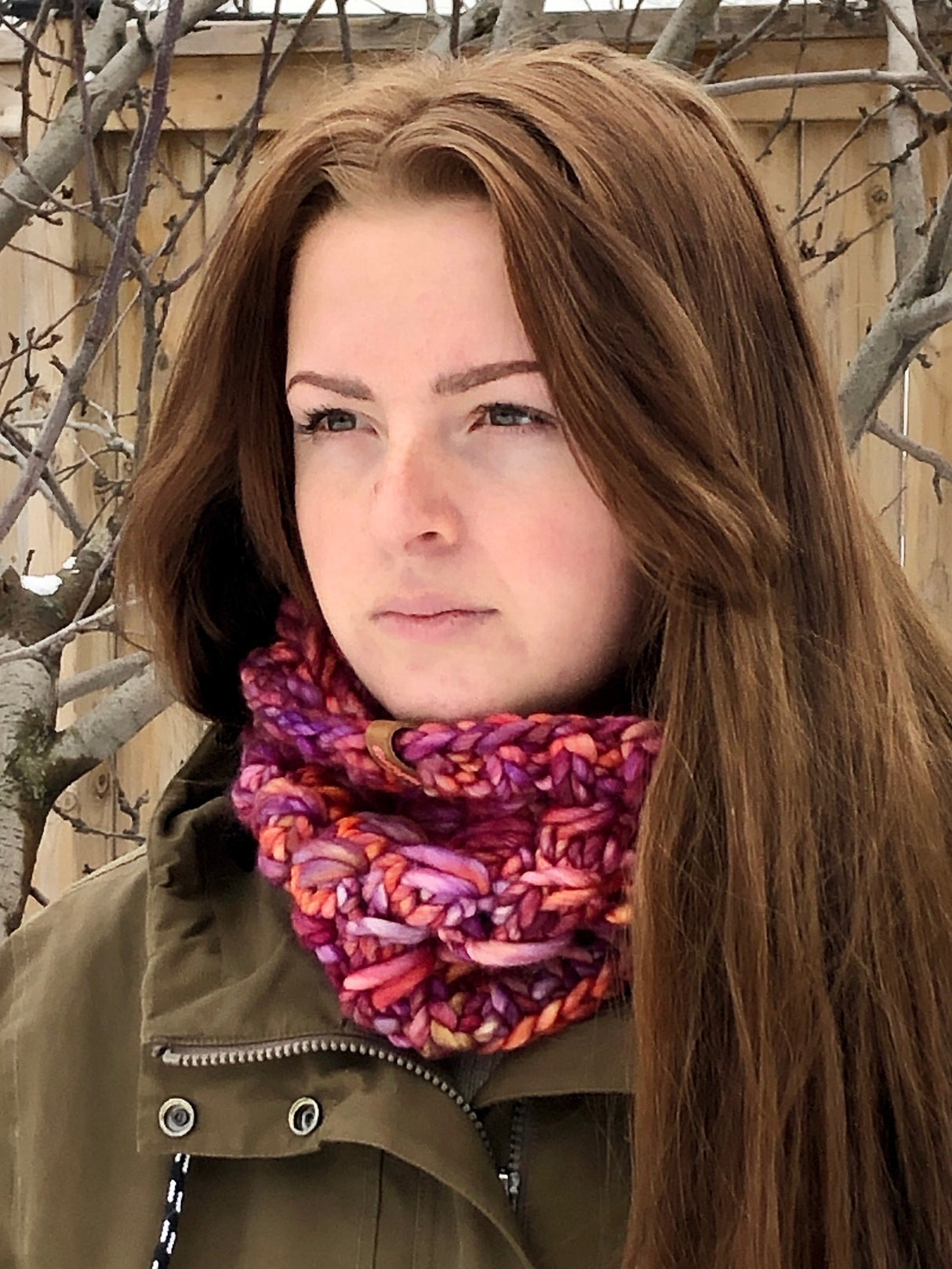 Adult Merino Wool Luxury Knit Cowl | Sunset Skies