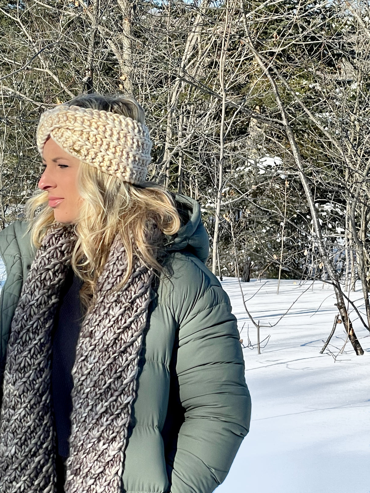 Adult Luxury Hand Knit Headband | Merino Wool Headband | Ivory