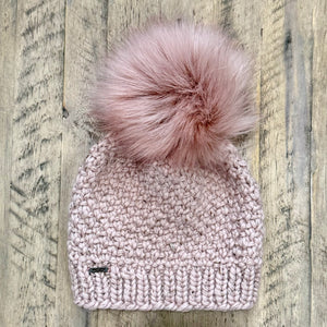Adult Hand Knit Merino Wool Hat | Smokey Pink