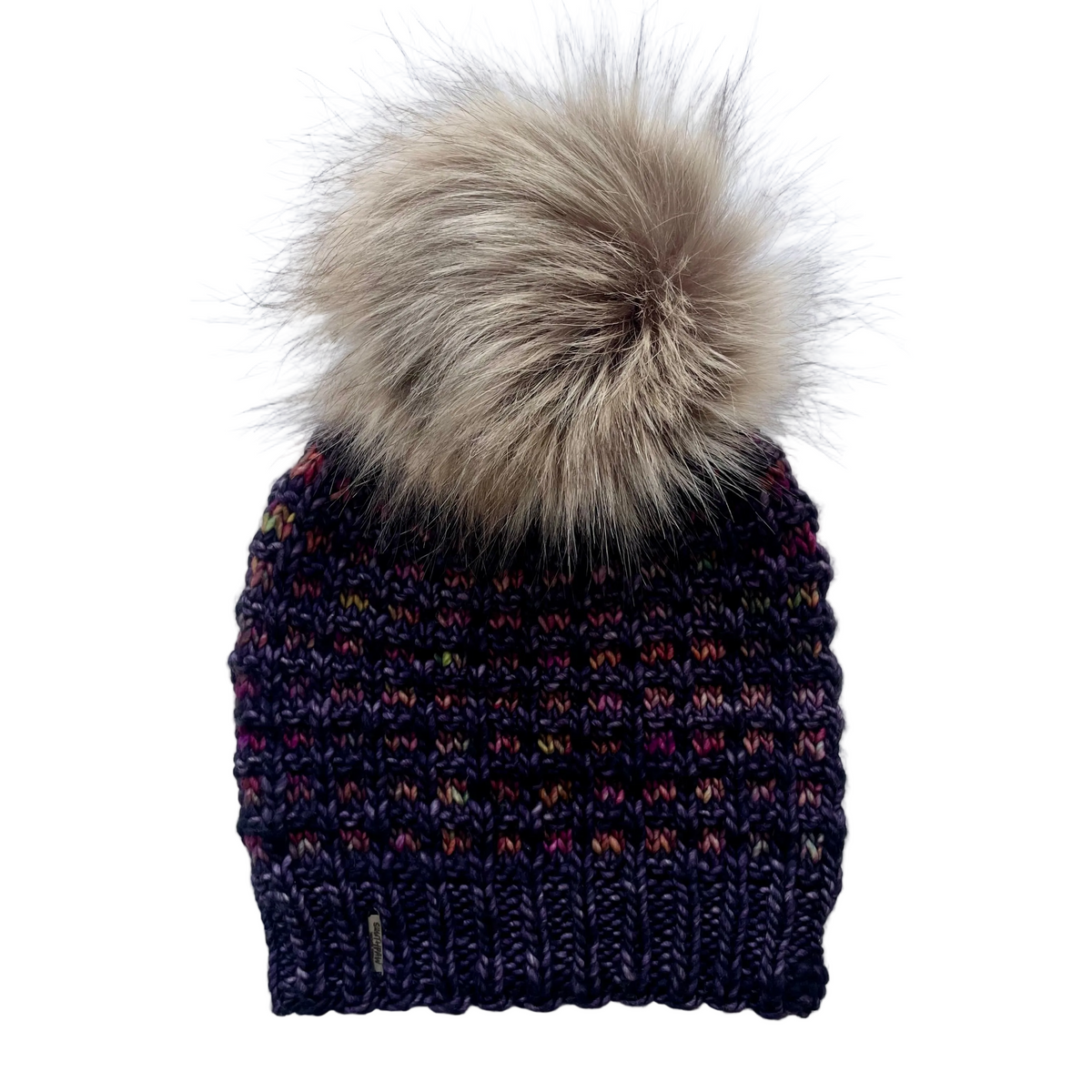 Adult Luxury Hand Knit Hat | Merino Wool Hat | Dark Grey | Multicolor | Be Wild Beanie