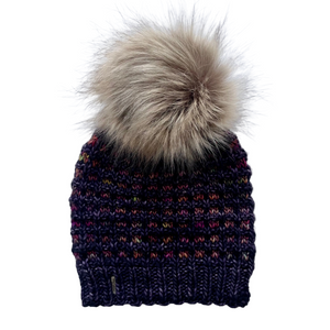 Adult Luxury Hand Knit Hat | Merino Wool Hat | Dark Grey | Multicolor | Be Wild Beanie