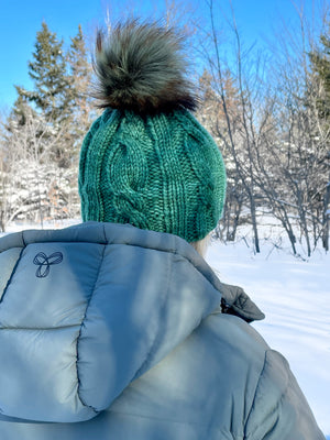 Adult Luxury Hand Knit Hat | Merino Wool | Green