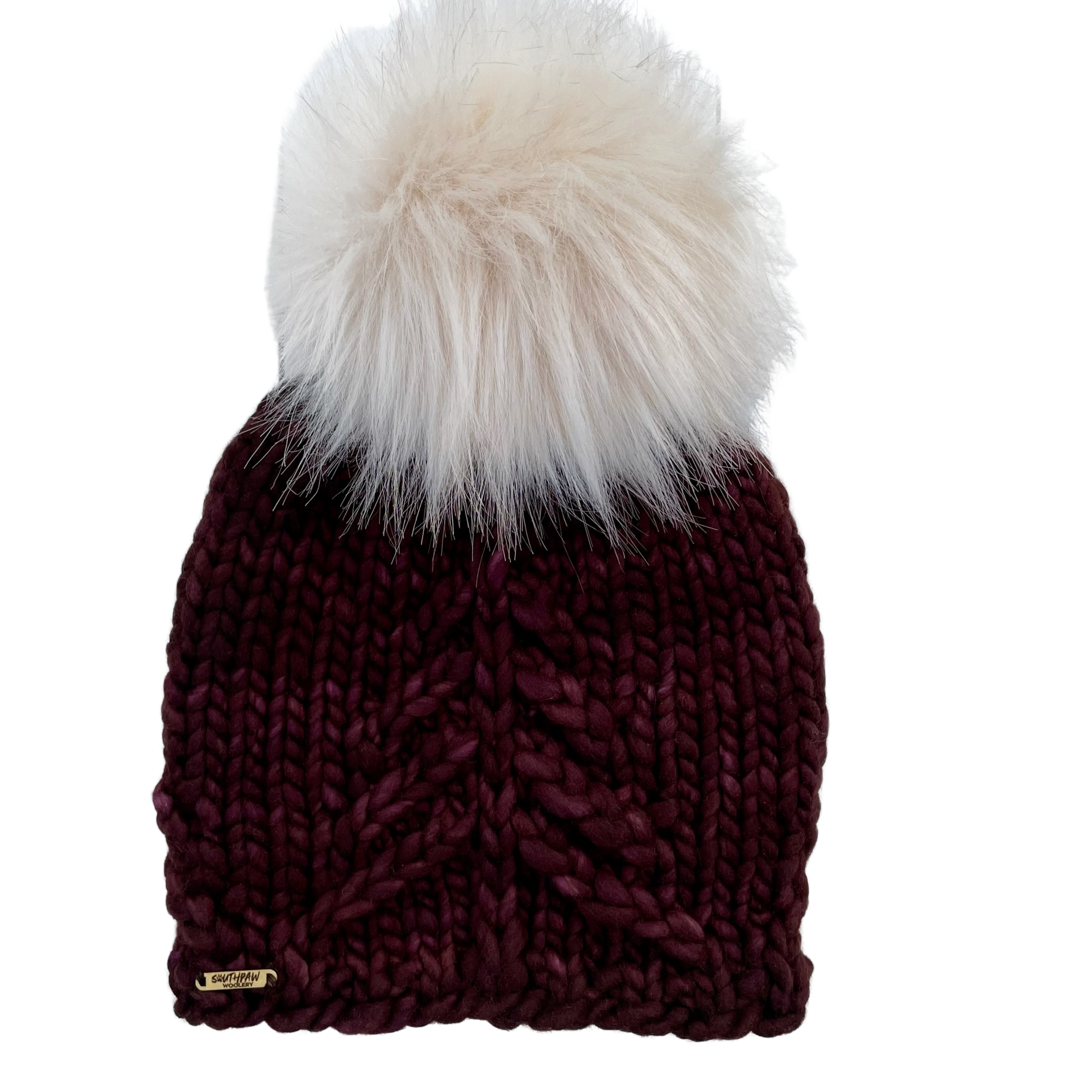 Adult Luxury Hand Knit Merino Wool Hat |  Pines | Brown