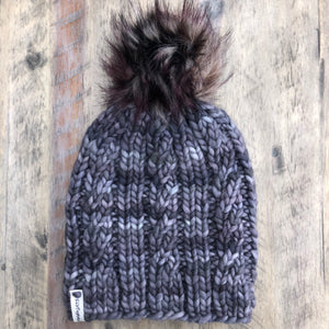 Adult Luxury Hand Knit Hat | Merino Wool Hat | Steel Grey