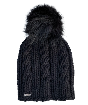 Adult Luxury Hand Knit Hat | Merino Wool Hat |  Black