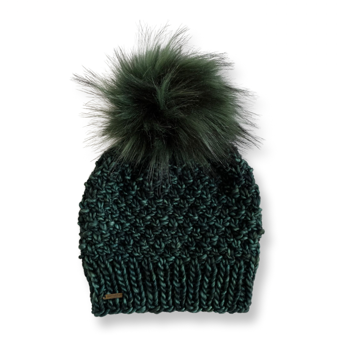 Adult Luxury Hand Knit Hat | Merino Wool Hat | Forest