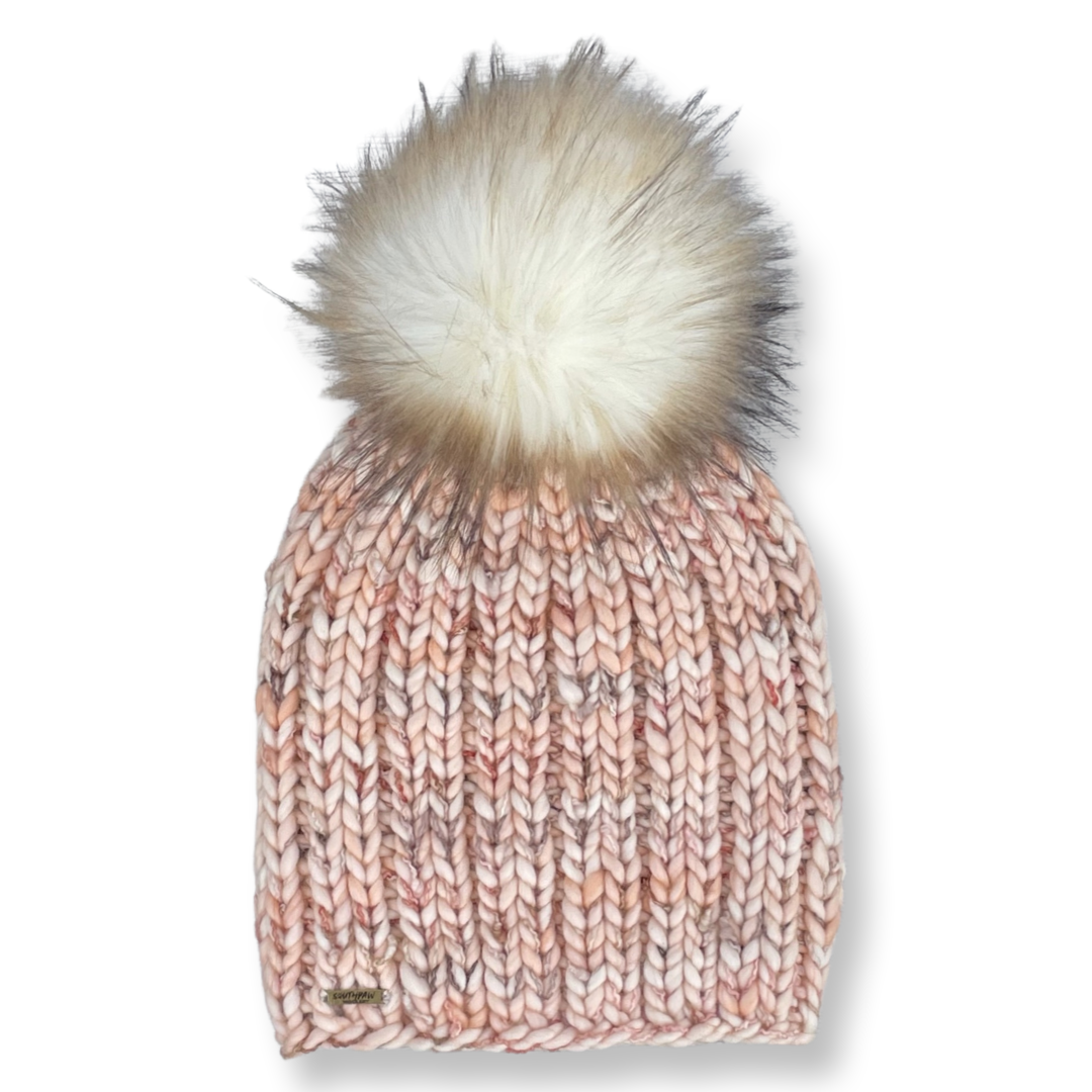 Adult Luxury Hand Knit Merino Wool Hat | Melon Slub