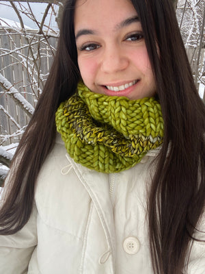 Adult Merino Wool Luxury Knit Cowl | Moss Green