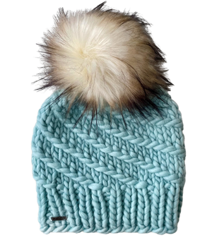 Adult Luxury Hand Knit Hat | Peruvian Wool | Light Blue