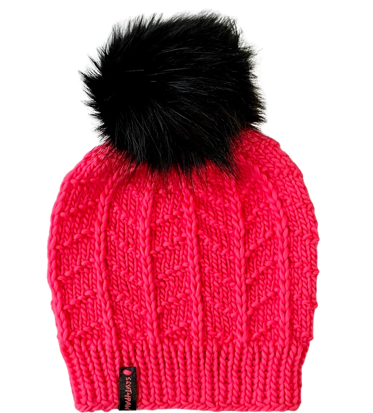 Adult Luxury Hand Knit Hat | Peruvian Highland Wool | Neon Pink