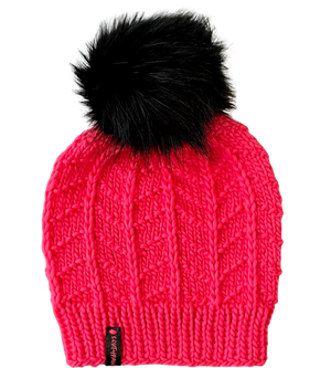 Adult Luxury Hand Knit Hat | Peruvian Highland Wool | Neon Pink