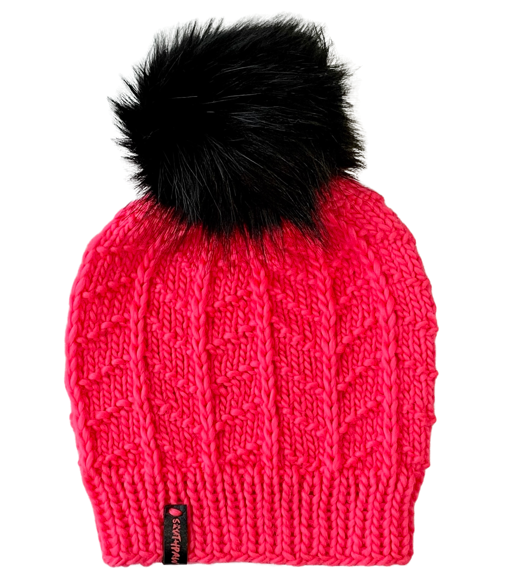 Adult Luxury Hand Knit Hat | Peruvian Highland Wool | Neon Pink