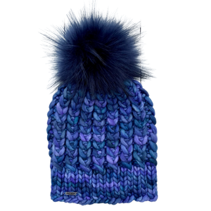 Adult Luxury Hand Knit Hat | Merino Wool | Blue