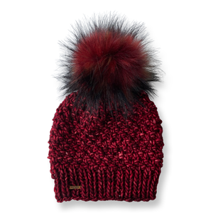 Adult Luxury Hand Knit Hat | Merino Wool Hat | Rich Red