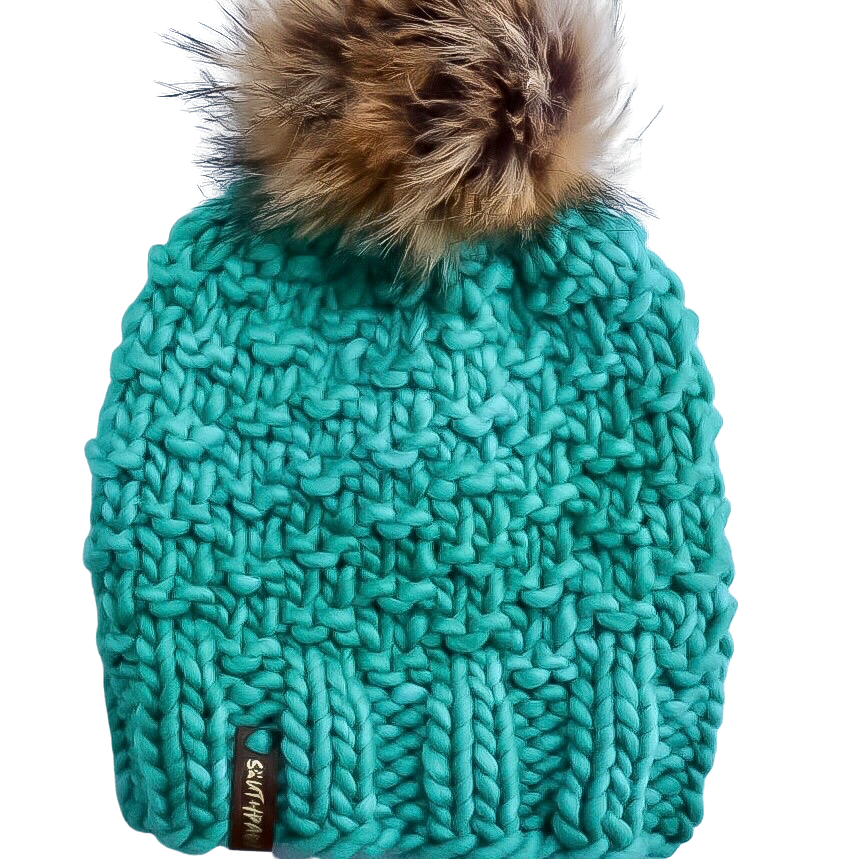 Children’s Luxury Hand Knit Hat | Merino Wool | Bahamas Green
