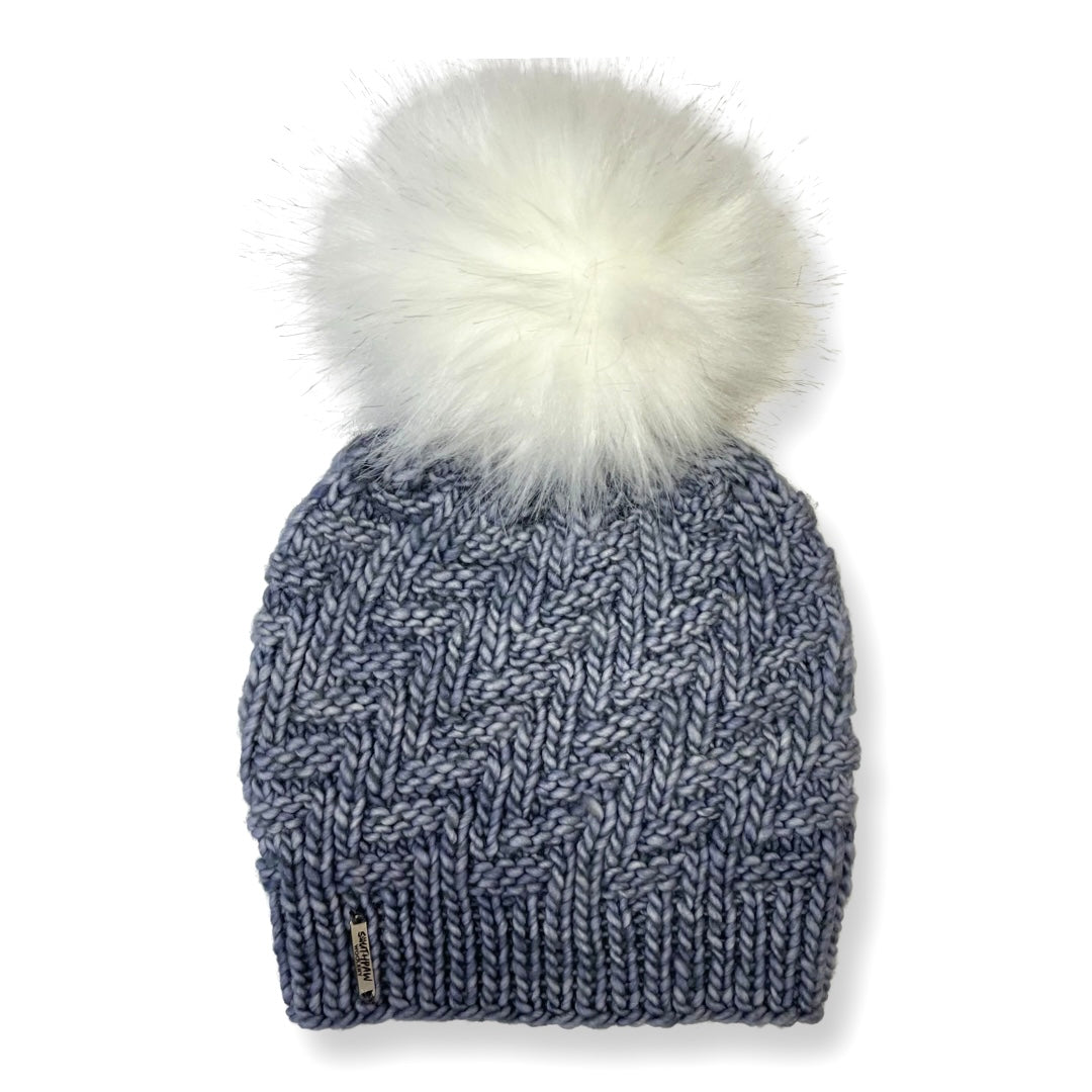 Adult Luxury Hand Knit Hat | Merino Wool | Ice Grey