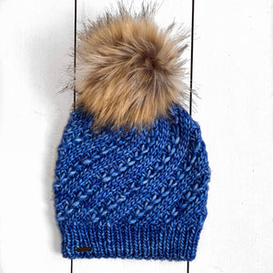 Adult/Teen Luxury Hand Knit Hat | Merino Wool | Royal Blue