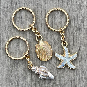 Southpaw Stitch Markers | Starfish & Seashells