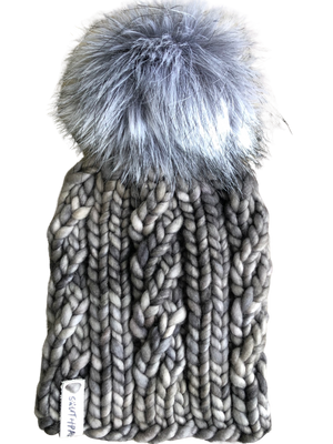 Child's Luxury Hand Knit Hat | Merino Wool Hat | Cloudy Day Grey -hat-SOM-020 | Spindrift Beanie