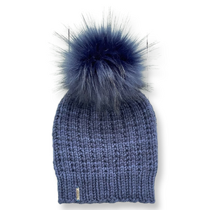 Adult Luxury Hand Knit Hat | Merino Wool | Dark Blue