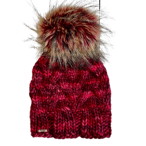 Adult Luxury Hand Knit Hat | Merino Wool Hat | Dark Red | 7 Day Beanie