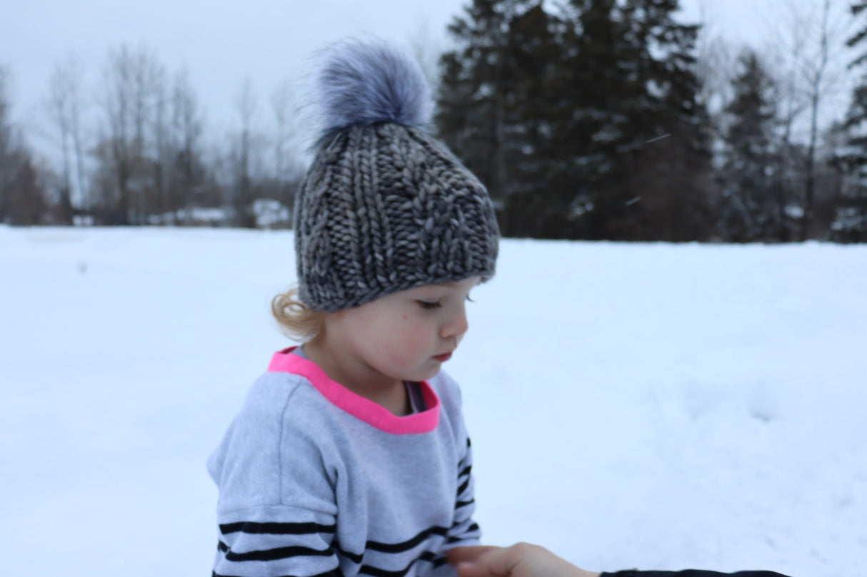 Child's Luxury Hand Knit Hat | Merino Wool Hat | Cloudy Day Grey -hat-SOM-020 | Spindrift Beanie