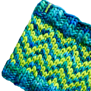 Adult Merino Wool Luxury Knit Cowl | blue green multi | Apple Green