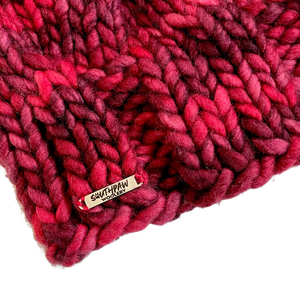 Adult Luxury Hand Knit Hat | Merino Wool Hat | Dark Red | 7 Day Beanie